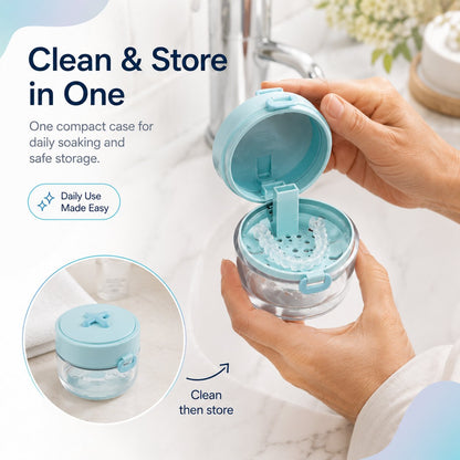 💧Portable Retainer and Denture Cleaning Case with Magnetic Lifting Tray