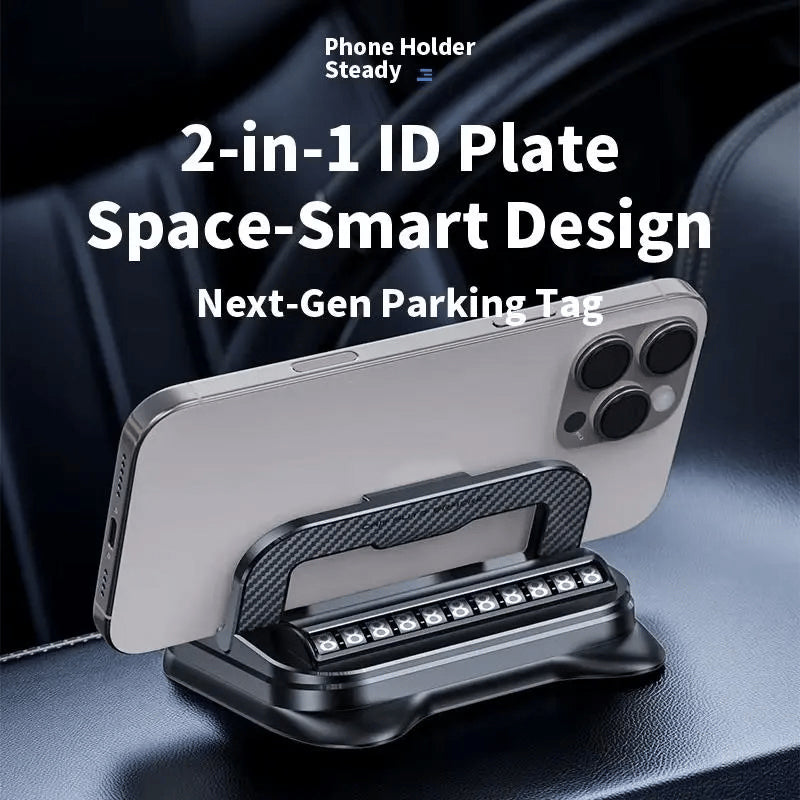 LBMLBM® 360° Rotation Car Phone Holder With Hidden Emergency Contact Number Plate