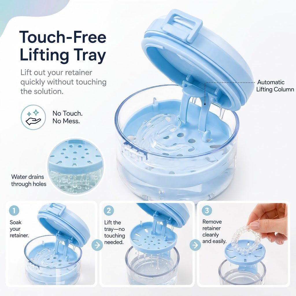 🏆100K+ SOLD! 💧Portable Retainer and Denture Cleaning Case with Magnetic Lifting Tray