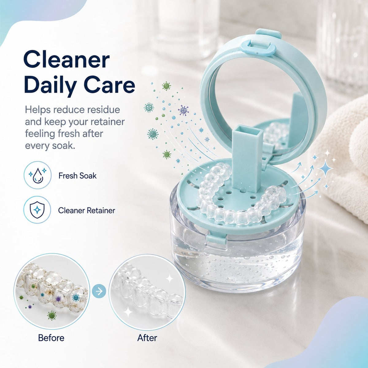 💧Portable Retainer and Denture Cleaning Case with Magnetic Lifting Tray