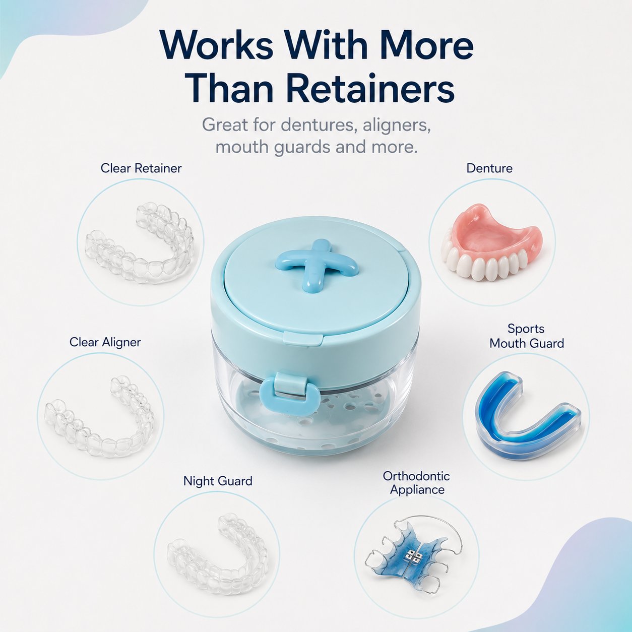 💧Portable Retainer and Denture Cleaning Case with Magnetic Lifting Tray