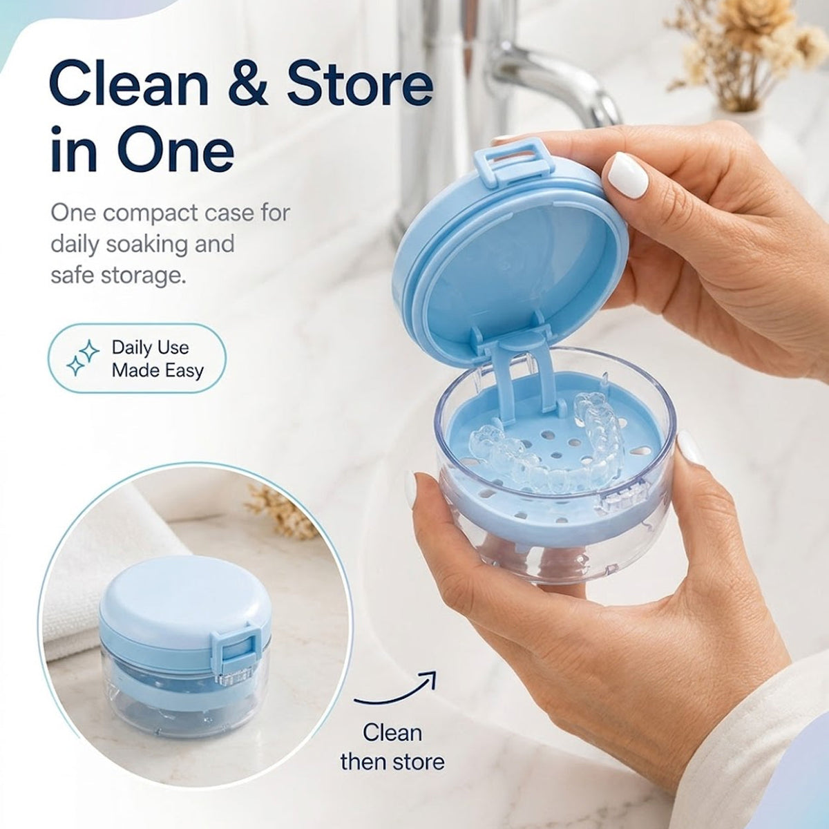 🏆100K+ SOLD! 💧Portable Retainer and Denture Cleaning Case with Magnetic Lifting Tray