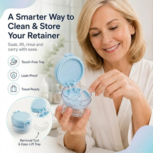 🏆100K+ SOLD! 💧Portable Retainer and Denture Cleaning Case with Magnetic Lifting Tray